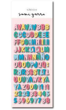 Alfabeto Puffy "Confeti"103 piezas adhesivas(78 letras/25 números)3D  a color