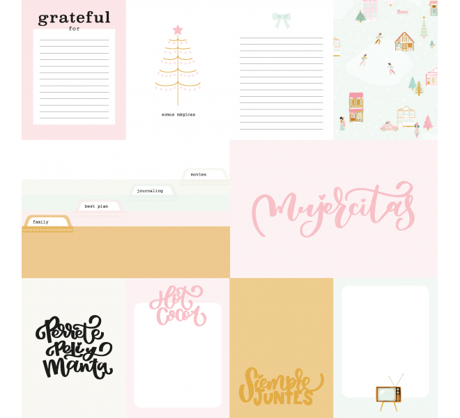 Bloc con 6 papeles Básicos a doble cara y 6 recortables a una cara