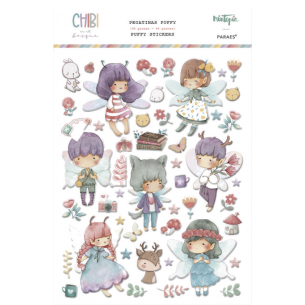 Pegatinas puffy personajes CHIBI EN EL BOSQUE