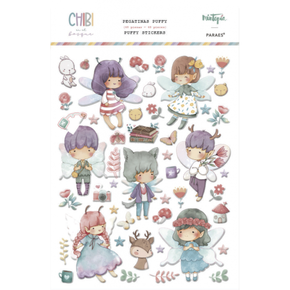 Pegatinas puffy personajes CHIBI EN EL BOSQUE
