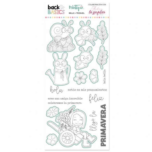 Sello y troquel hola primavera by Andrea la gafotas