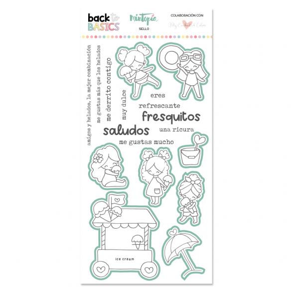 Sello y troquel Back to Basics Saludos fresquitos por My Enchanted Colors