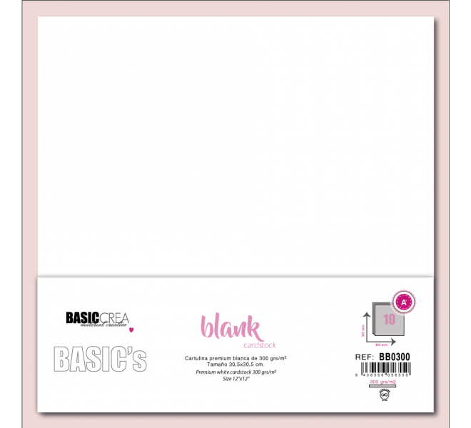 Papel Básico Canvas Blanco 250g 30,5x30,5cm 25 hojas
