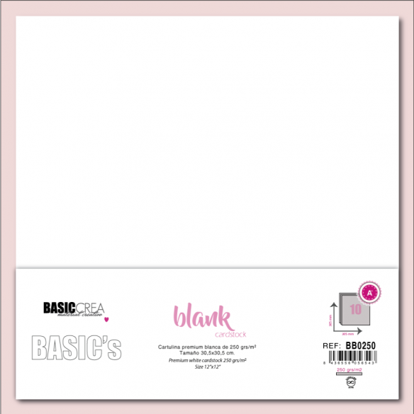 Papel Básico Canvas Blanco 250g 30,5x30,5cm 25 hojas