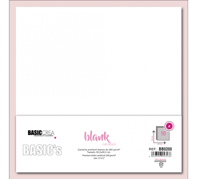 Papel Básico Canvas Blanco 250g 30,5x30,5cm 25 hojas