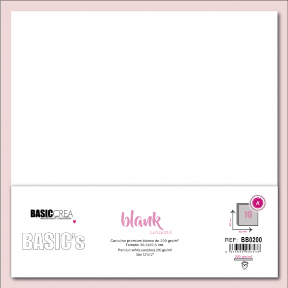 Papel Básico Canvas Blanco 250g 30,5x30,5cm 25 hojas