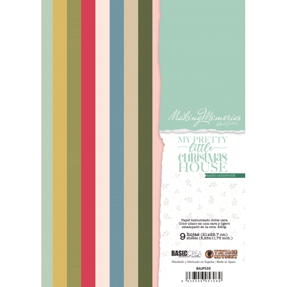 Basic textured paper pad A4/ 9 colors double-sided - MY LITTLE HOUSE