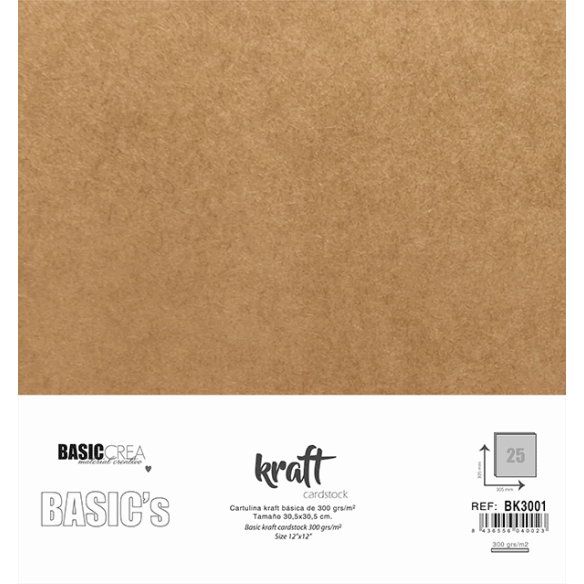 Papel Básico Kraft 300g 30,5x30,5cm 25 hojas