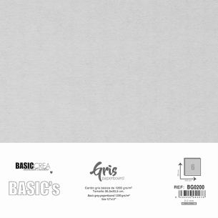Basic Grey Cardboard Calibre 2mm 30.5x30.5cm 6 sheets