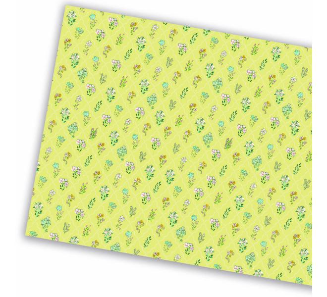 Fabric Paper little Flowers on yellow - Sunny House