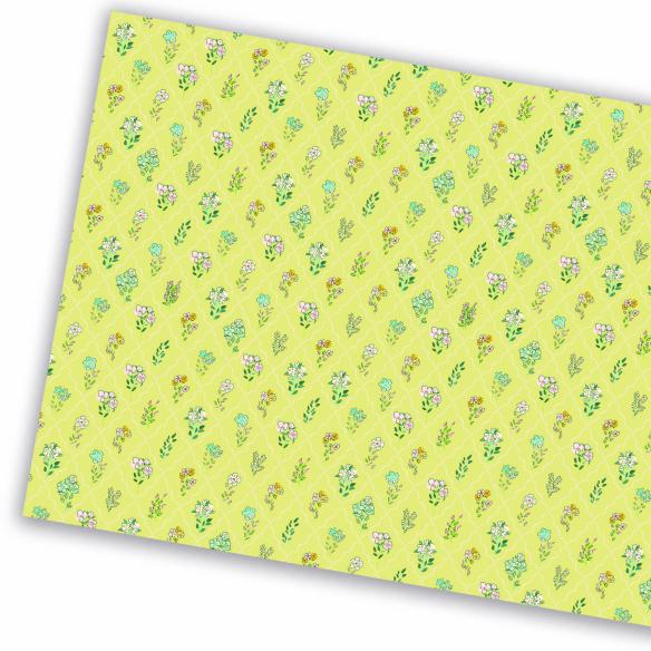 Fabric Paper little Flowers on yellow - Sunny House