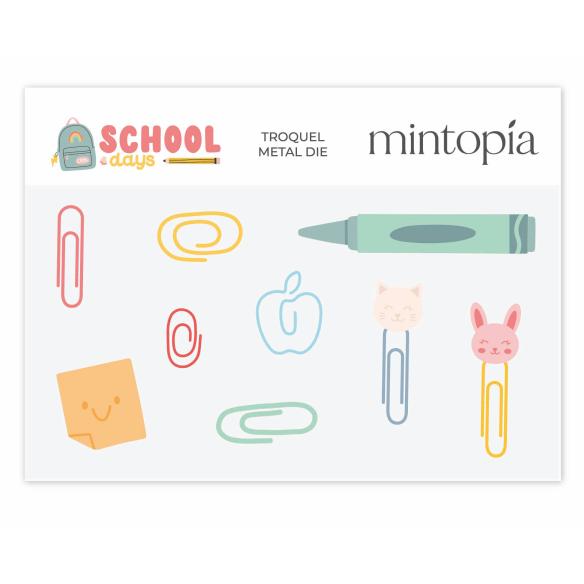 Troquel Lápices y clips School Days Mintopía