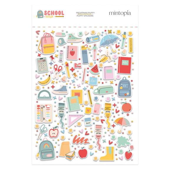 Puffy Illustration Stickers School Days Mintopia