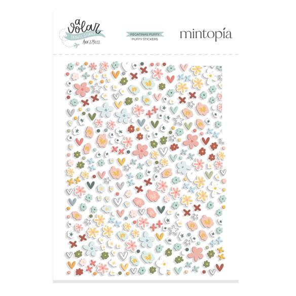 Puffy Flower Stickers Fly - Travel Stories Mintopia