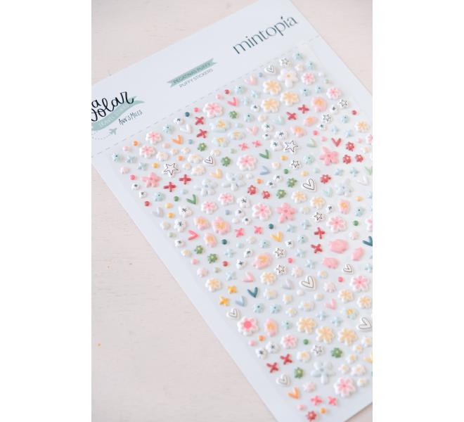 Puffy Flower Stickers Fly - Travel Stories Mintopia