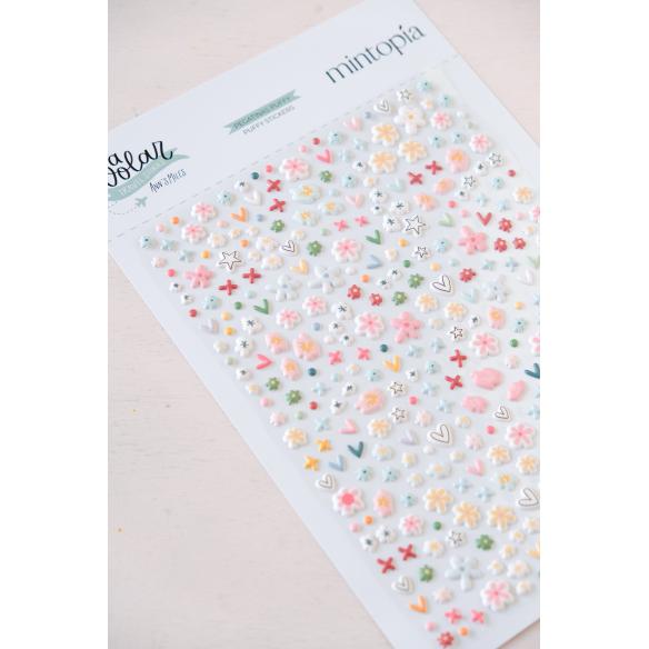 Puffy Flower Stickers Fly - Travel Stories Mintopia