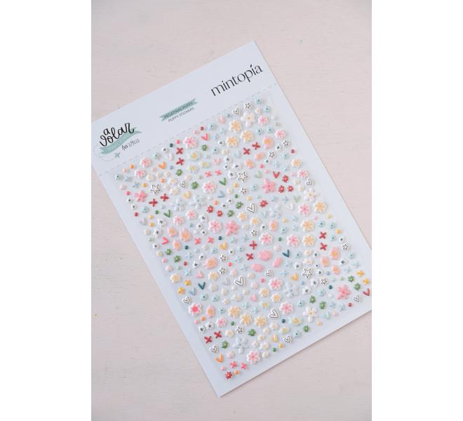 Puffy Flower Stickers Fly - Travel Stories Mintopia
