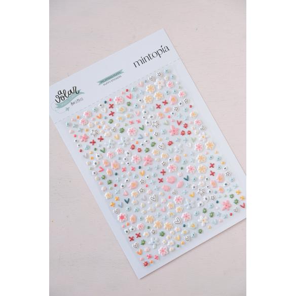 Puffy Flower Stickers Fly - Travel Stories Mintopia