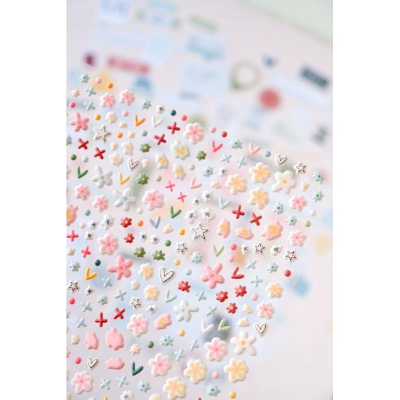 Puffy Flower Stickers Fly - Travel Stories Mintopia