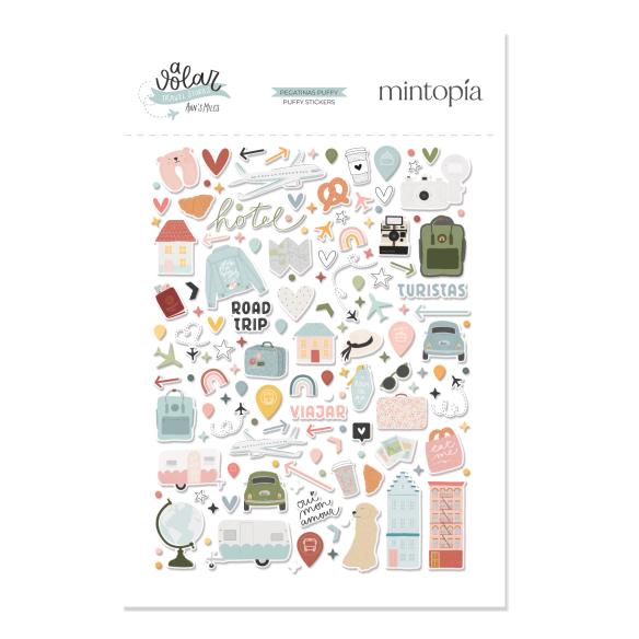 Puffy Stickers Illustrations To Fly - Travel Stories Mintopia