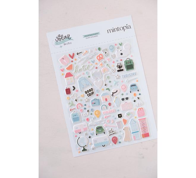Puffy Stickers Illustrations To Fly - Travel Stories Mintopia