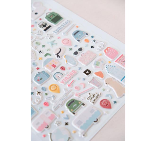 Puffy Stickers Illustrations To Fly - Travel Stories Mintopia
