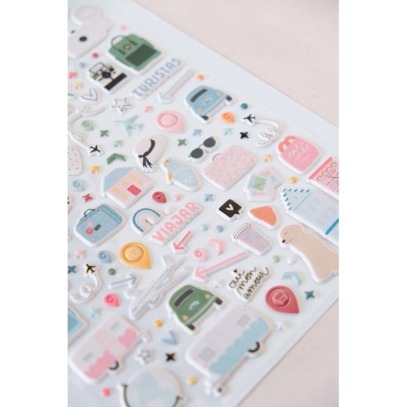 Puffy Stickers Illustrations To Fly - Travel Stories Mintopia