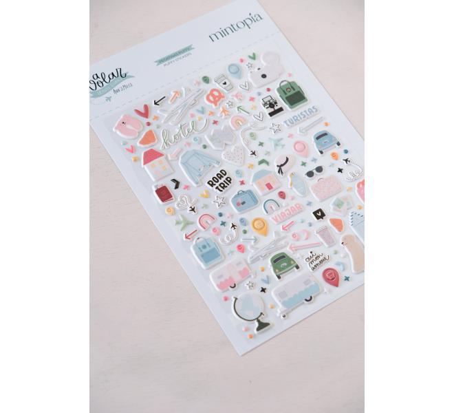 Puffy Stickers Illustrations To Fly - Travel Stories Mintopia