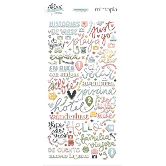 Puffy Stickers Phrases Flying - Travel Stories Mintopia