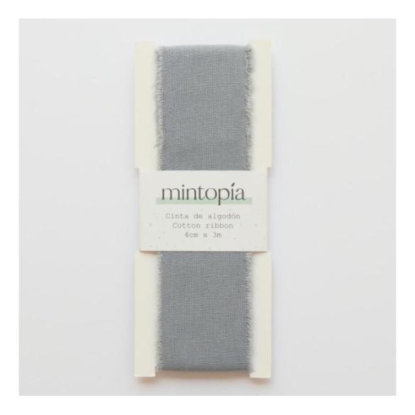 Mintopia cotton ribbon 4 cm x 3 m Grey Blue