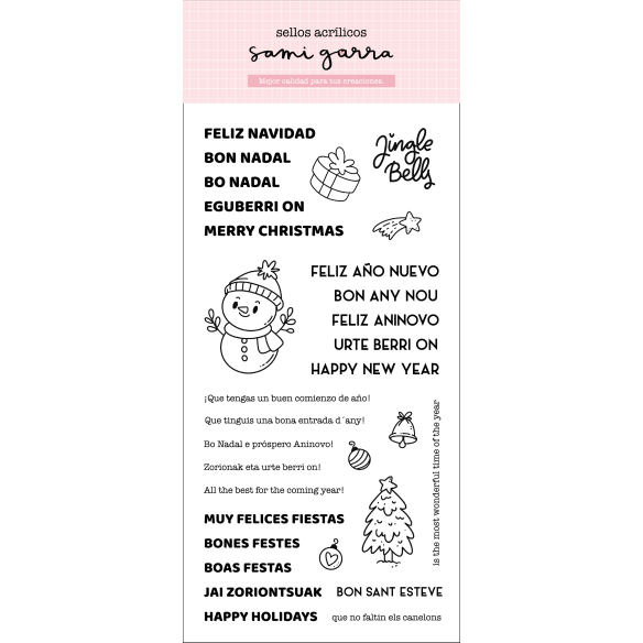 Sello Feliz Navidad idiomas -  Básicos