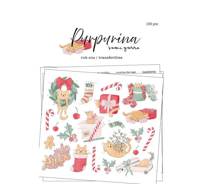 Rub-ons 4 hojas  - Purpurina