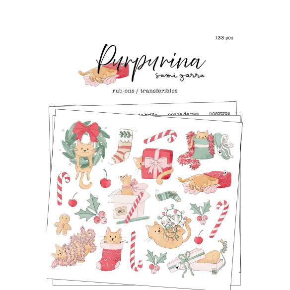 Rub-ons 4 hojas  - Purpurina